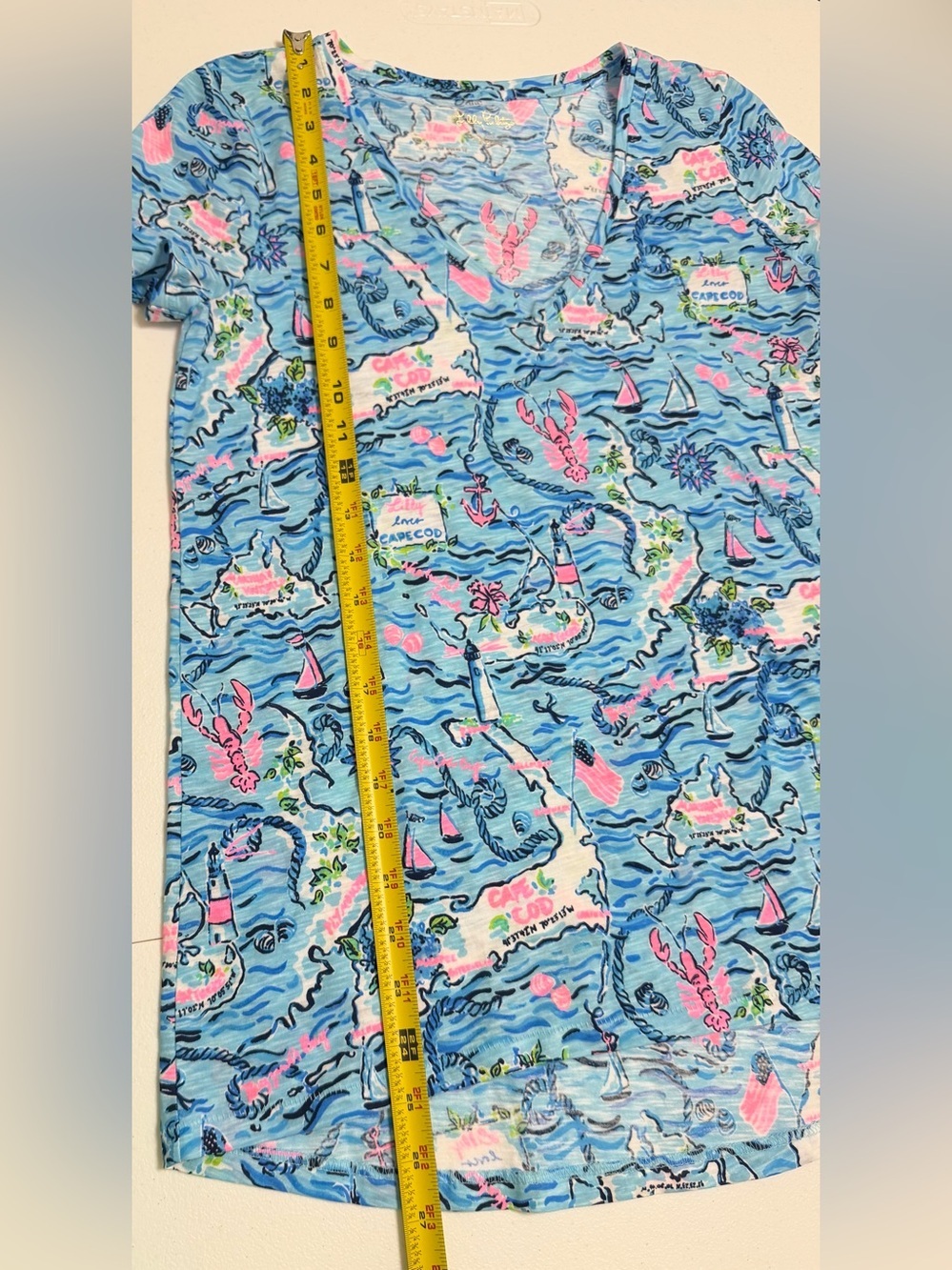 Lilly Pulitzer Etta V-Neck Top — Bali Blue Lilly Loves Cape Cod XS - Picture 7 of 10